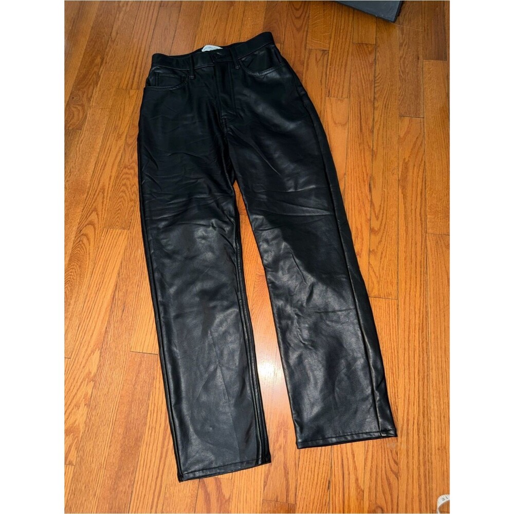 Abercrombie and Fitch the ankle straight vegan leather pants size 25/0